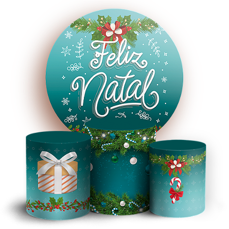Capas Painel Redondo e Trio Cilindro Sublimado - Natal