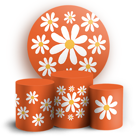 Capas Painel Redondo e Trio Cilindro Sublimado - Flor Margarida