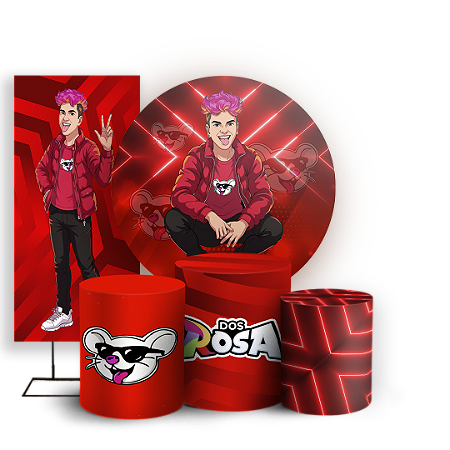 Capas Painel Redondo Trio Cilindro e Faixa Lateral Sublimado - Os Rosas