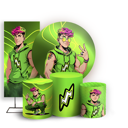 Capas Painel Redondo Trio Cilindro e Faixa Lateral Sublimado - Os Rosas