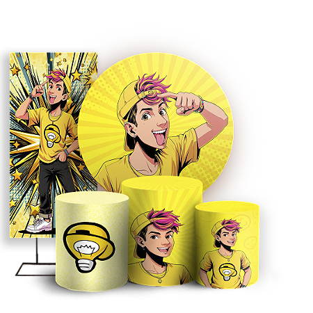 Capas Painel Redondo Trio Cilindro e Faixa Lateral Sublimado - Os Rosas