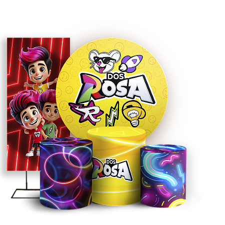 Capas Painel Redondo Trio Cilindro e Faixa Lateral Sublimado - Os Rosas