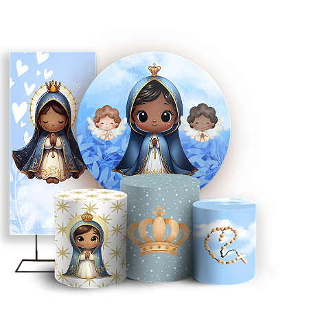 Capas Painel Redondo Trio Cilindro e Faixa Lateral Sublimado - Nossa Senhora