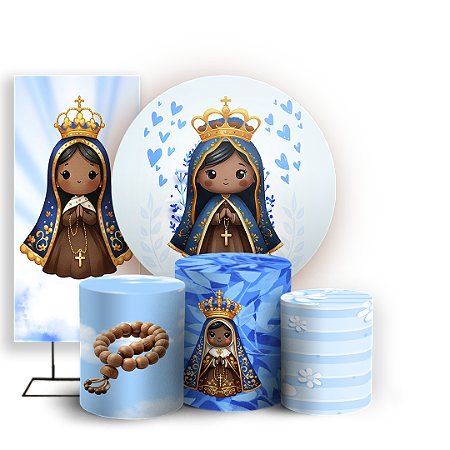 Capas Painel Redondo Trio Cilindro e Faixa Lateral Sublimado - Nossa Senhora