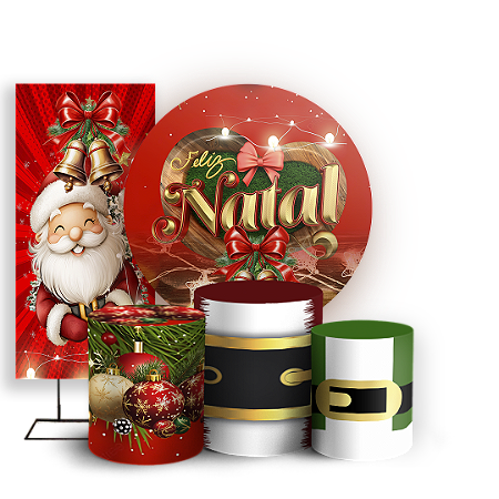 Capas Painel Redondo Trio Cilindro e Faixa Lateral Sublimado - Natal