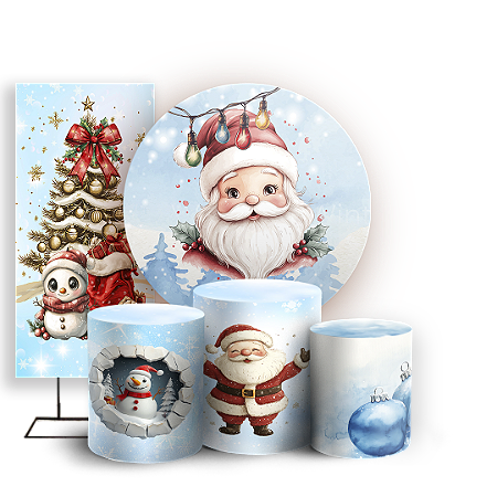 Capas Painel Redondo Trio Cilindro e Faixa Lateral Sublimado - Natal