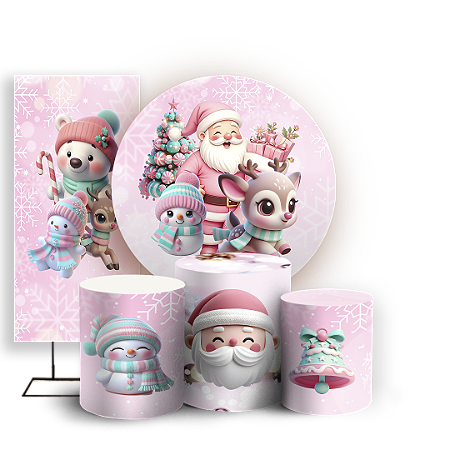 Capas Painel Redondo Trio Cilindro e Faixa Lateral Sublimado - Natal