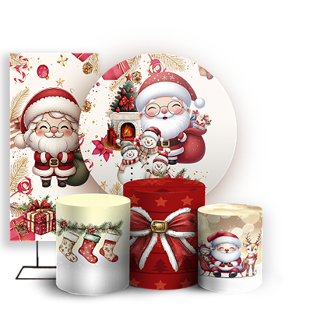 Capas Painel Redondo Trio Cilindro e Faixa Lateral Sublimado - Natal