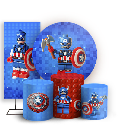Capas Painel Redondo Trio Cilindro e Faixa Lateral Sublimado - Lego