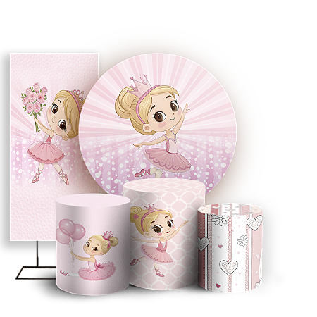 Capas Painel Redondo Trio Cilindro e Faixa Lateral Sublimado - Bailarina