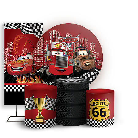 Capas Painel Redondo Trio Cilindro e Faixa Lateral Sublimado - Carros