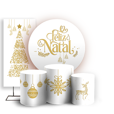 Capas Painel Redondo Trio Cilindro e Faixa Lateral Sublimado - Natal