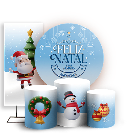 Capas Painel Redondo Trio Cilindro e Faixa Lateral Sublimado - Natal