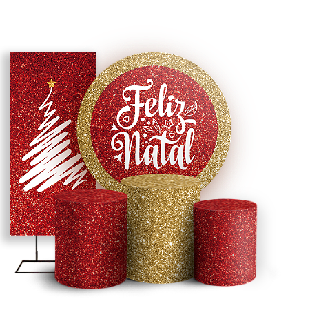Capas Painel Redondo Trio Cilindro e Faixa Lateral Sublimado - Natal