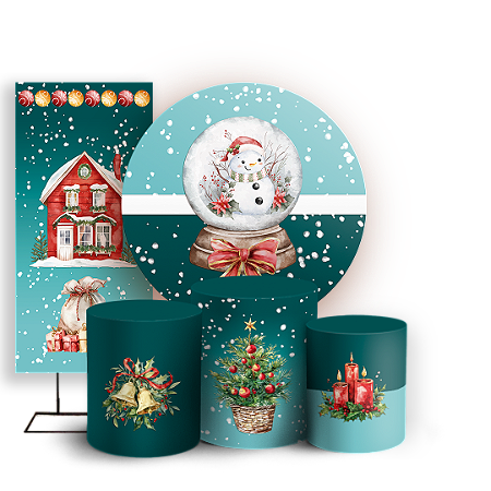 Capas Painel Redondo Trio Cilindro e Faixa Lateral Sublimado - Natal