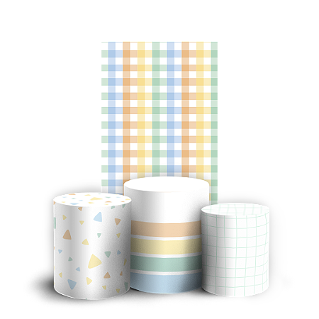 Capas Faixa Lateral e Trio Cilindro Sublimado Vest Facil - Cores Colorido Arco Iris Xadrez