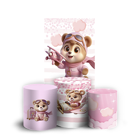 Capas Faixa Lateral e Trio Cilindro Sublimado Vest Facil - Ursinha