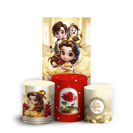 Capas Faixa Lateral e Trio Cilindro Sublimado Vest Facil - Princesa Bela