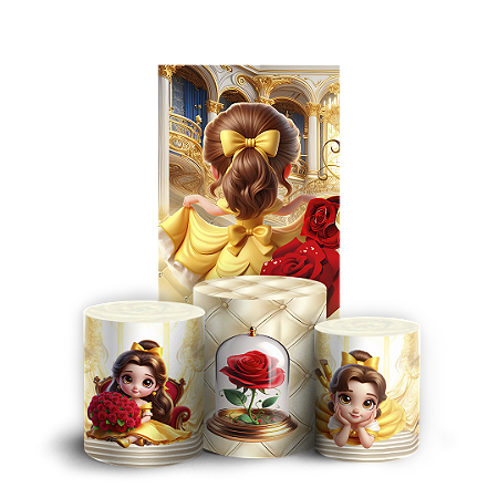 Capas Faixa Lateral e Trio Cilindro Sublimado Vest Facil - Princesa Bela