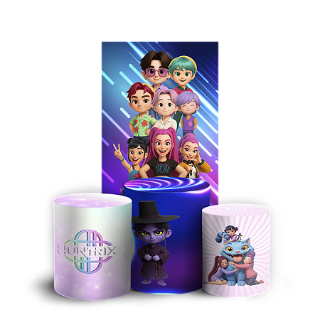 Capas Faixa Lateral e Trio Cilindro Sublimado Vest Facil - Guerreiras Do K Pop