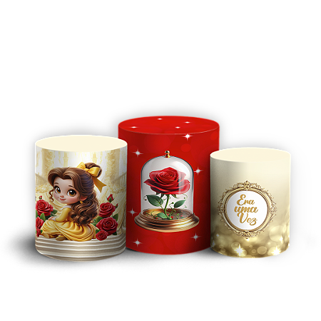 Capas Trio Cilindro Sublimado Vest Facil - Princesa Bela