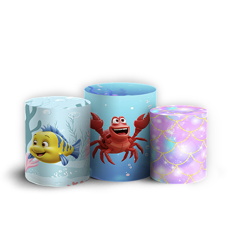 Capas Trio Cilindro Sublimado Vest Facil - Princesa Ariel Pequena Sereia