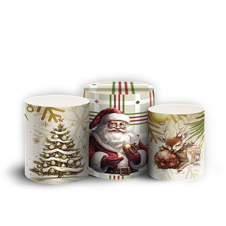 Capas Trio Cilindro Sublimado Vest Facil - Natal