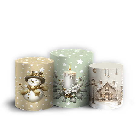 Capas Trio Cilindro Sublimado Vest Facil - Natal