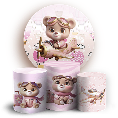 Capas Painel Redondo e Trio Cilindro Sublimado - Ursinha