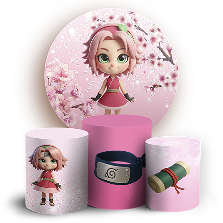 Capas Painel Redondo e Trio Cilindro Sublimado - Sakura