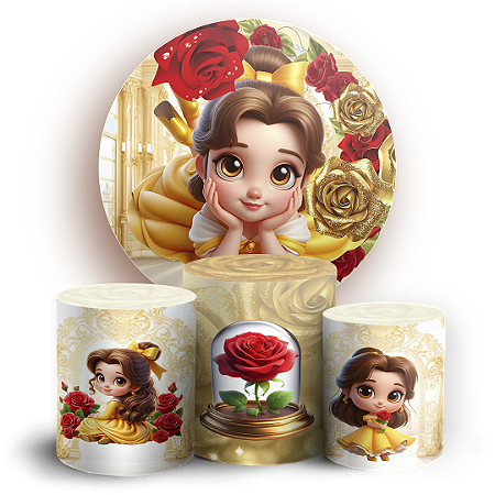 Capas Painel Redondo e Trio Cilindro Sublimado - Princesa Bela