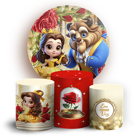 Capas Painel Redondo e Trio Cilindro Sublimado - Princesa Bela