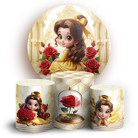 Capas Painel Redondo e Trio Cilindro Sublimado - Princesa Bela