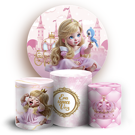 Capas Painel Redondo e Trio Cilindro Sublimado - Princesa Aurora