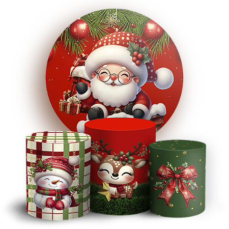 Capas Painel Redondo e Trio Cilindro Sublimado - Natal