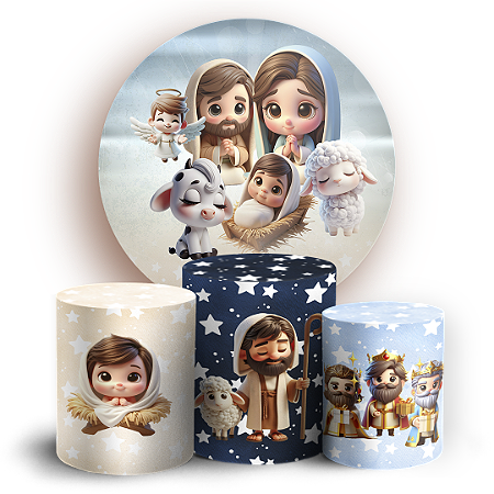 Capas Painel Redondo e Trio Cilindro Sublimado - Natal