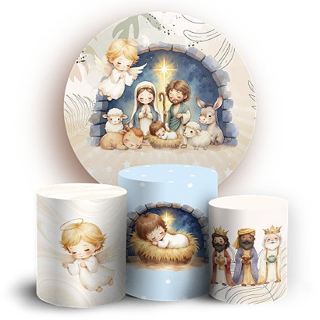 Capas Painel Redondo e Trio Cilindro Sublimado - Natal