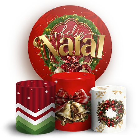 Capas Painel Redondo e Trio Cilindro Sublimado - Natal