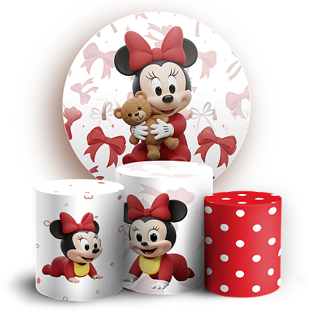 Capas Painel Redondo e Trio Cilindro Sublimado - Minnie