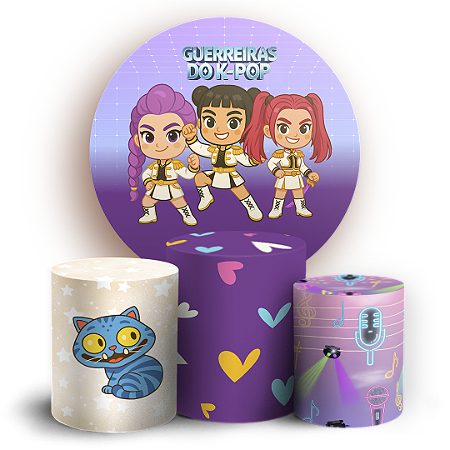 Capas Painel Redondo e Trio Cilindro Sublimado - Guerreiras Do K Pop