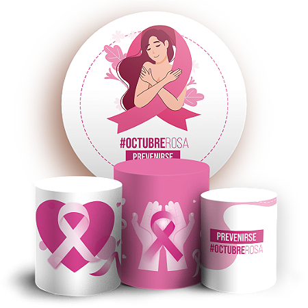 Capas Painel Redondo e Trio Cilindro Sublimado - Octubre Rosa ES