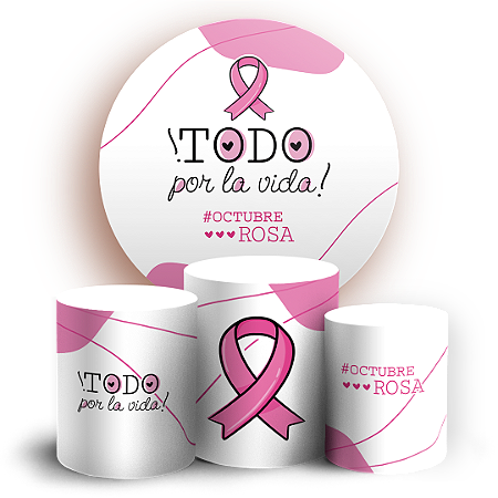 Capas Painel Redondo e Trio Cilindro Sublimado - Octubre Rosa ES