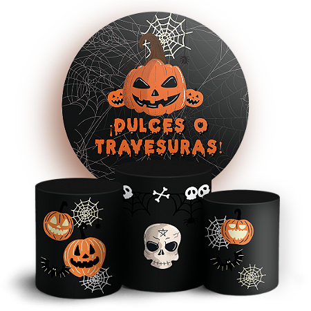 Capas Painel Redondo e Trio Cilindro Sublimado - Noche de Brujas ES