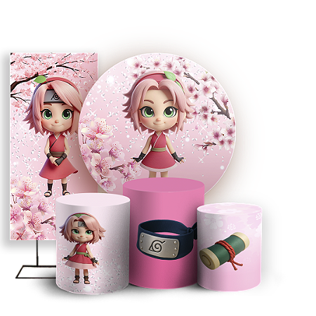 Capas Painel Redondo Trio Cilindro e Faixa Lateral Sublimado - Sakura