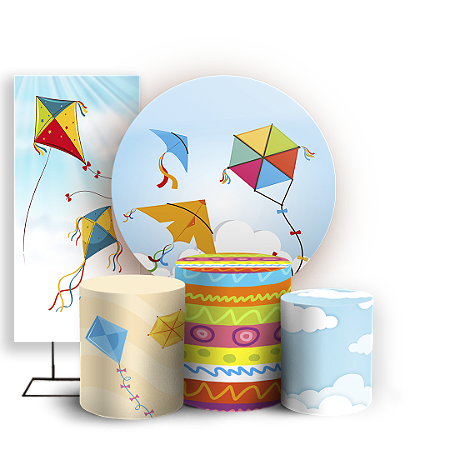 Capas Painel Redondo Trio Cilindro e Faixa Lateral Sublimado - Pipa