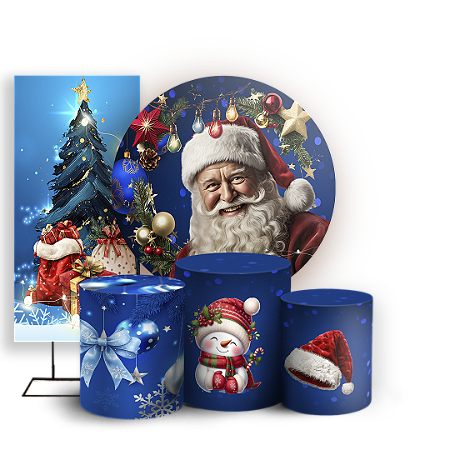 Capas Painel Redondo Trio Cilindro e Faixa Lateral Sublimado - Natal