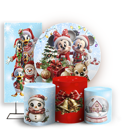Capas Painel Redondo Trio Cilindro e Faixa Lateral Sublimado - Natal