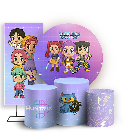 Capas Painel Redondo Trio Cilindro e Faixa Lateral Sublimado - Guerreiras Do K Pop