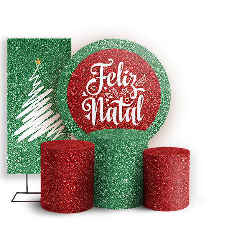 Capas Painel Redondo Trio Cilindro e Faixa Lateral Sublimado - Natal
