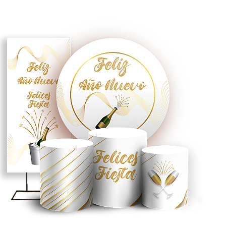 Capas Painel Redondo Trio Cilindro e Faixa Lateral Sublimado - Año Nuevo ES